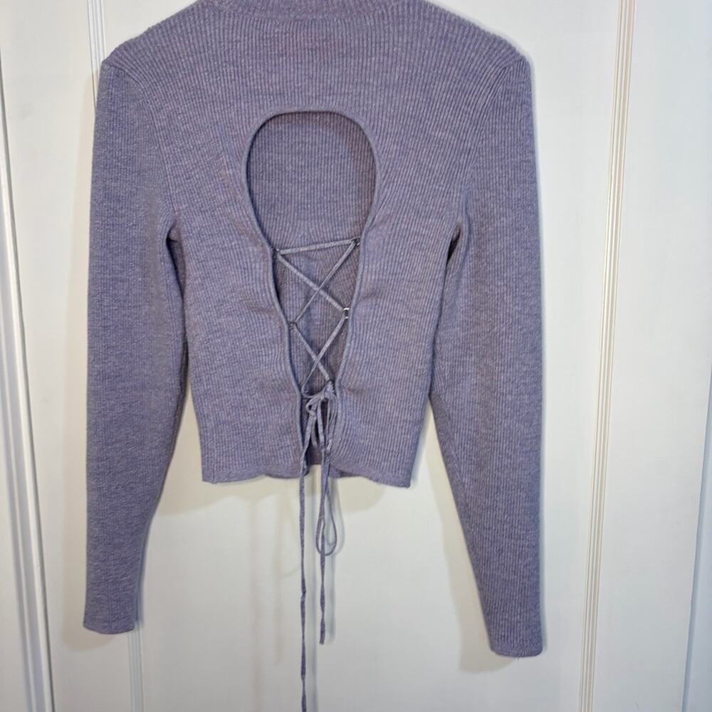 Anthropologie Mock Neck Lace Up Open Back Sweater - Picture 4 of 16
